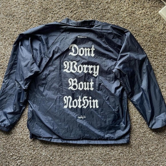 Top Dawg Ent Schoolboy Q windbreaker coaches jacket Blank Face Medium in Navy - Picture 1 of 4